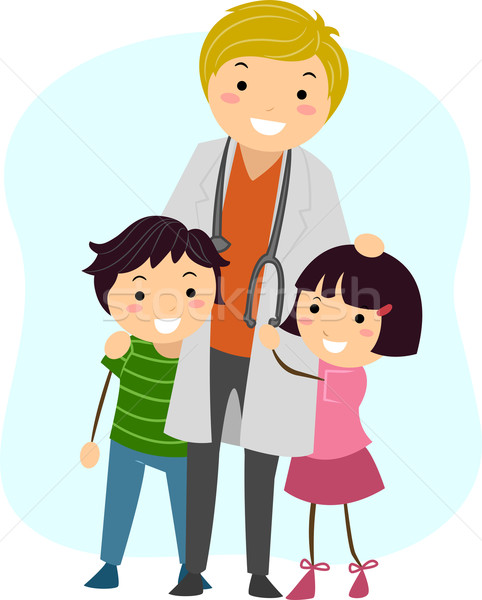 Gyermekorvos illusztráció gyerekek orvos gyerekek gyermek Stock fotó © lenm