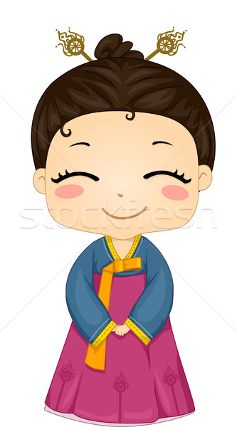 Little Korean Girl wearing National Costume Stock photo © lenm