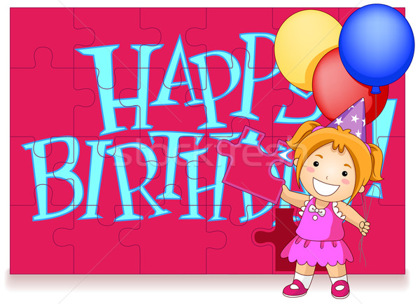 Buli meghívó gyerek kirakós játék boldog születésnapot írott gyermek Stock fotó © lenm