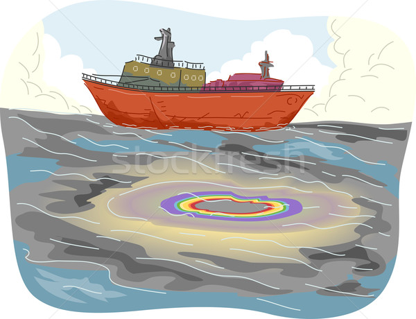 Schip olie illustratie groot vrachtschip verontreiniging Stockfoto © lenm