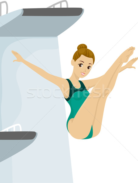 Fille Teen plongée illustration adolescente maillot de bain [[stock_photo]] © lenm