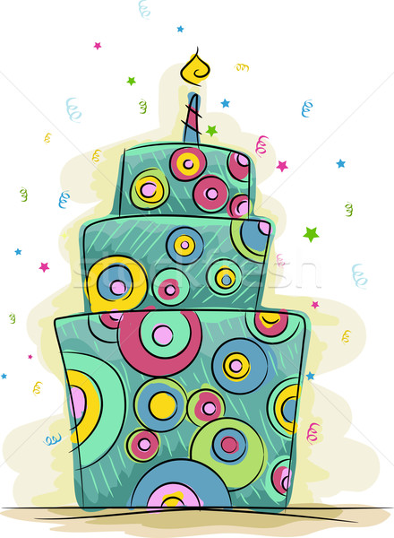 Funky gâteau illustration design anniversaire célébration Photo stock © lenm