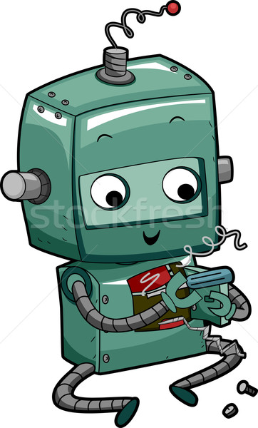Roboter Illustration grünen Festsetzung Maschine Reparatur Stock foto © lenm