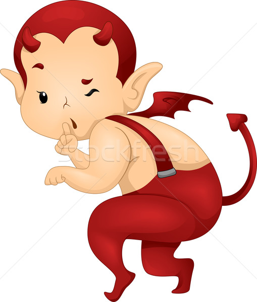 Diavol ilustrare trage băiat copil Imagine de stoc © lenm