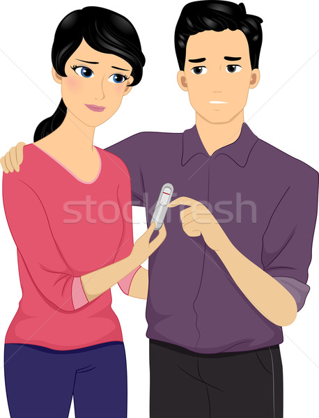 Negative Schwangerschaftstest Illustration enttäuscht Paar halten Stock foto © lenm