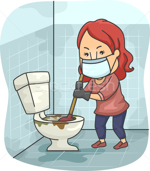 Fată murdar toaletă ilustrare castron femeie Imagine de stoc © lenm