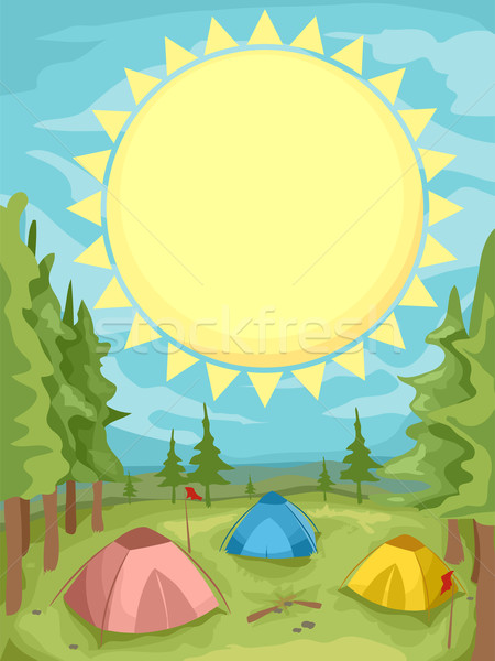 Obóz letni ilustracja słońce lata kemping Zdjęcia stock © lenm