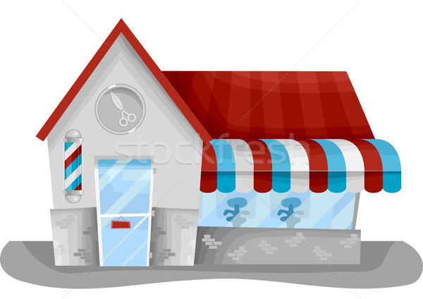 Fryzjera sklep ilustracja tradycyjny cartoon nożyczki Zdjęcia stock © lenm