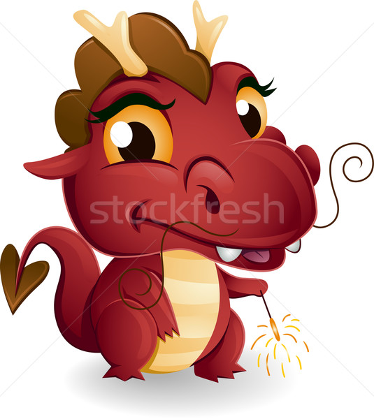 Dragon feux d'artifice illustration sparkler vacances [[stock_photo]] © lenm