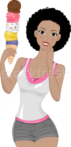 îngheţată fată ilustrare femeie Imagine de stoc © lenm