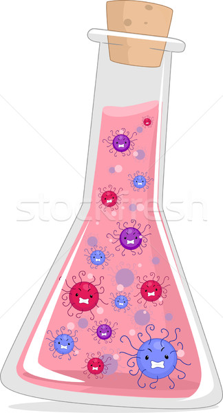 Kolben Virus Illustration innerhalb Labor Studie Stock foto © lenm