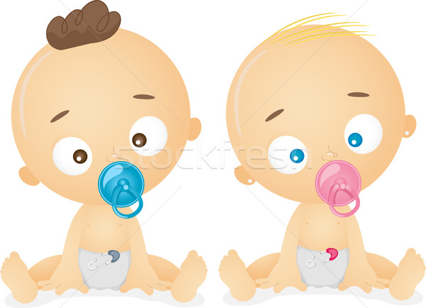 嬰兒 插圖 男 女 孩子們 孩子 商業照片 © lenm