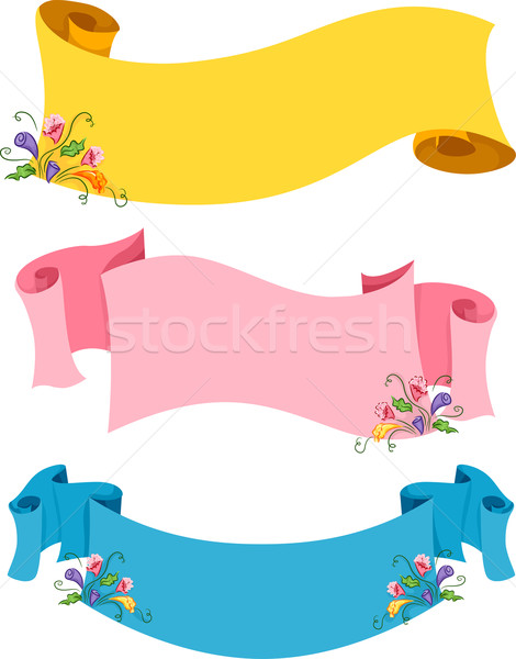 Stock fotó: Színes · virágmintás · tekercsek · illusztráció · szalag · vektor