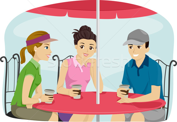 Prietenii lipirea cafea ilustrare grup Imagine de stoc © lenm