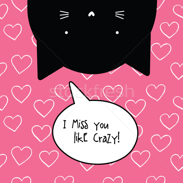 Crazy karty romantyczny zacytować kot charakter Zdjęcia stock © LeonART