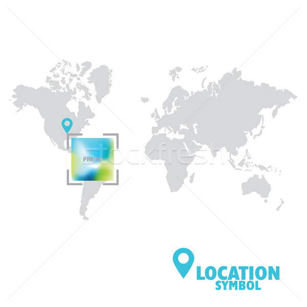 Location symbol. Map pointer, GPS location icon, world map. Stock photo © LeonART