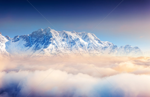 Stock foto: Berg · Landschaft · fantastisch · Winter · blauer · Himmel · kreative
