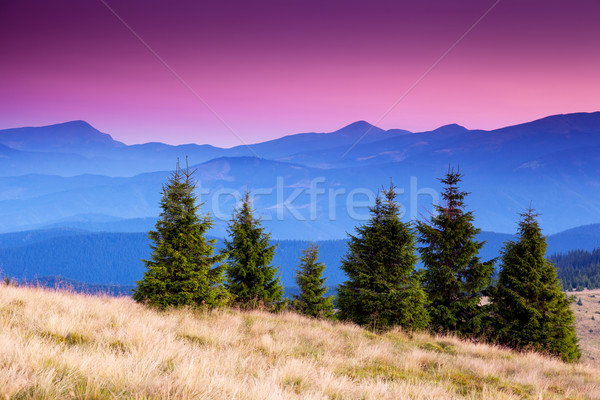 Berg Landschaft Morgen farbenreich Wolke Stock foto © Leonidtit