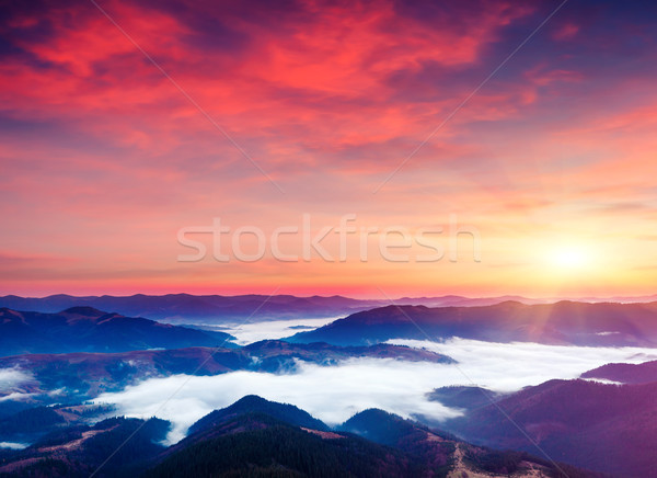 Gün batımı fantastik sabah dağ manzara renkli Stok fotoğraf © Leonidtit