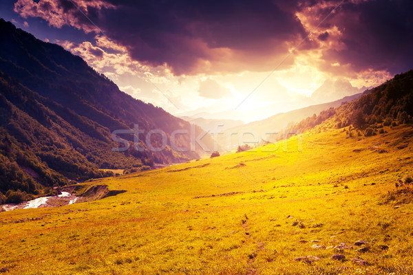 Berg fantastisch Landschaft Himmel Fuß Gletscher Stock foto © Leonidtit