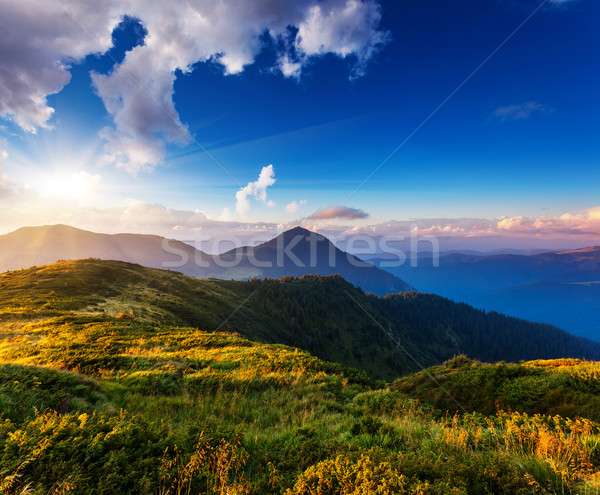Berg Landschaft Sonnenuntergang Berge Ukraine Stock foto © Leonidtit