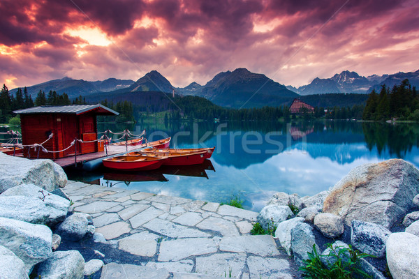 Jezioro górskich parku wysoki dramatyczny niebo Zdjęcia stock © Leonidtit