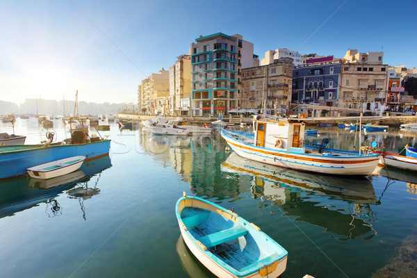 Stockfoto: Malta · fantastisch · stad · landschap · boten
