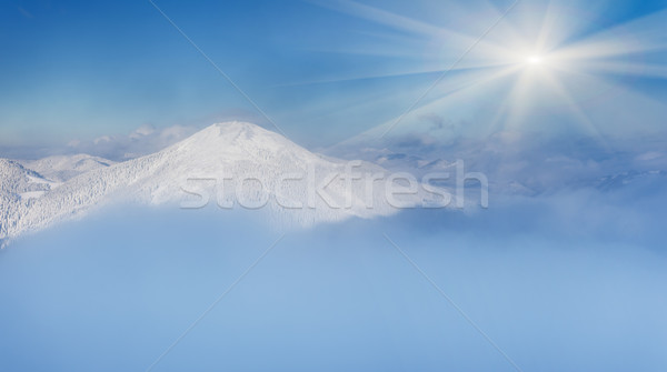 Winter frostig Himmel Sonne Landschaft Stock foto © Leonidtit