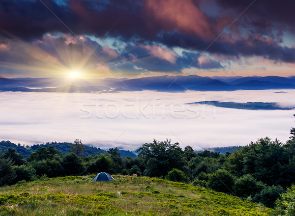 Coucher du soleil majestueux montagnes paysage ciel tempête [[stock_photo]] © Leonidtit