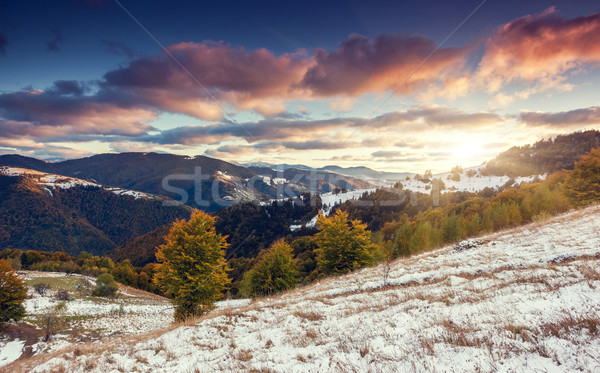Stockfoto: Berg · landschap · majestueus · zonsondergang · bergen · dramatisch