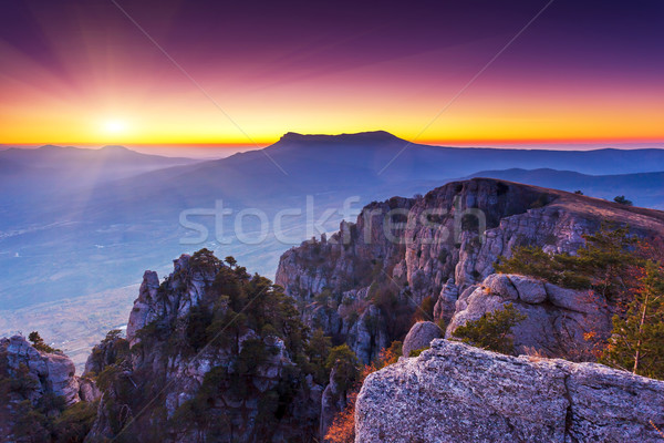 Berg majestueus ochtend landschap Oekraïne Europa Stockfoto © Leonidtit