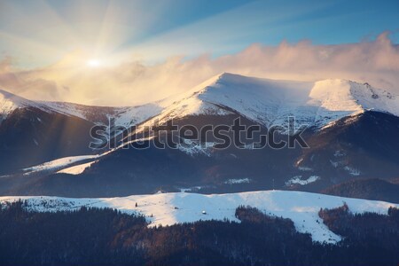 Hiver majestueux coucher du soleil montagnes paysage hdr [[stock_photo]] © Leonidtit