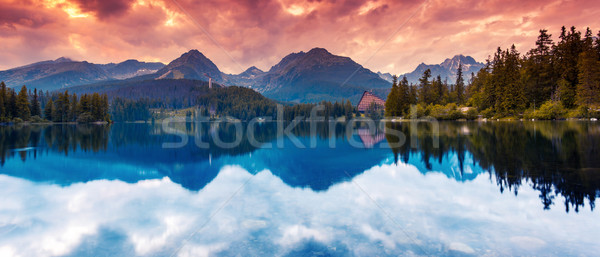 Jezioro górskich parku wysoki dramatyczny niebo Zdjęcia stock © Leonidtit