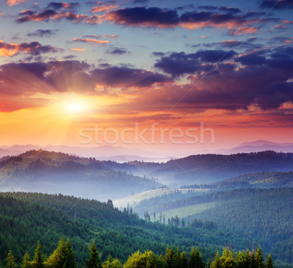 Hegyek tájkép fenséges naplemente égbolt nyár Stock fotó © Leonidtit