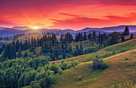 Berge Landschaft sunrise Himmel Sonnenuntergang Stock foto © Leonidtit
