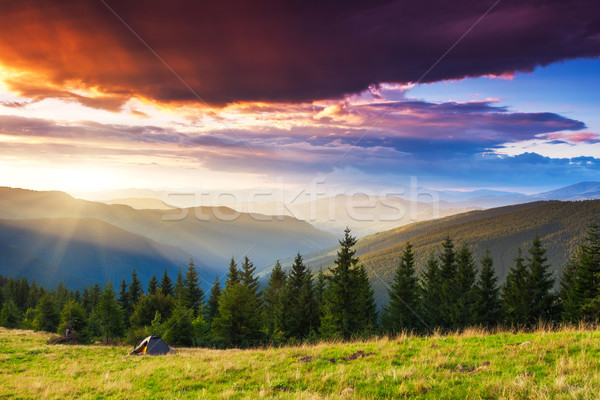 Munte turist tabără munţi Ucraina Europa Imagine de stoc © Leonidtit