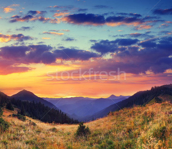 Górskich krajobraz kolorowy góry przedświt Zdjęcia stock © Leonidtit