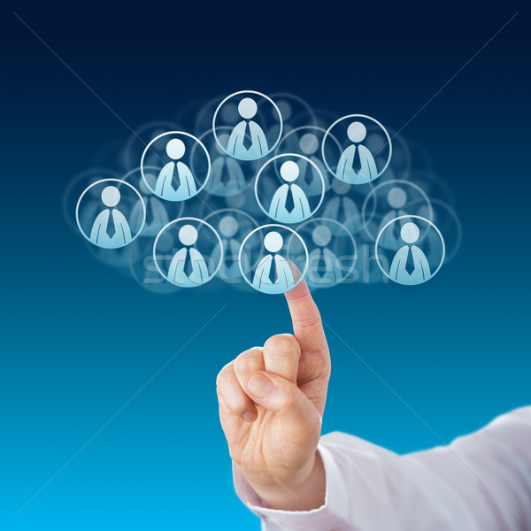 Finger Touching Human Resources In The Cloud Stock photo © leowolfert