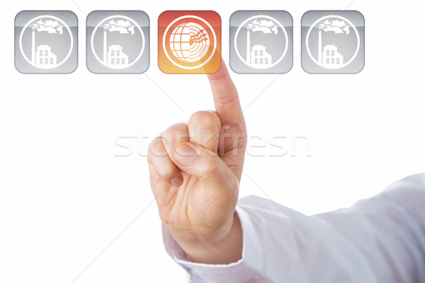 Stock photo: Index Finger Highlighting Geothermal Energy Icon