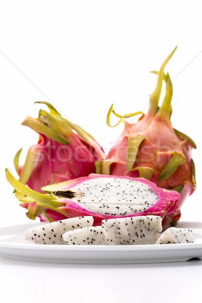 Stock foto: Obst · Erdbeere · Birne · weiß · Platte · Servieren