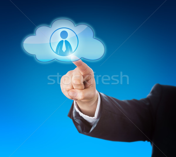Arm Pointing At Knowledge Worker In Cloud Icon Stock photo © leowolfert