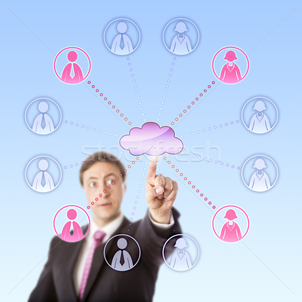 Gazing Manager Remotely Choosing Workers Via Cloud Stock photo © leowolfert