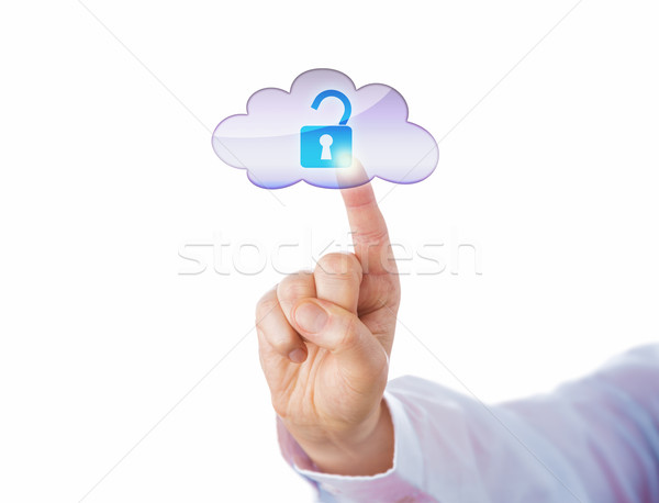 Index Finger Unlocking A Virtual Lock Via Cloud Stock photo © leowolfert