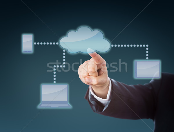 Corporate Arm Touching Cloud Network Icon Stock photo © leowolfert