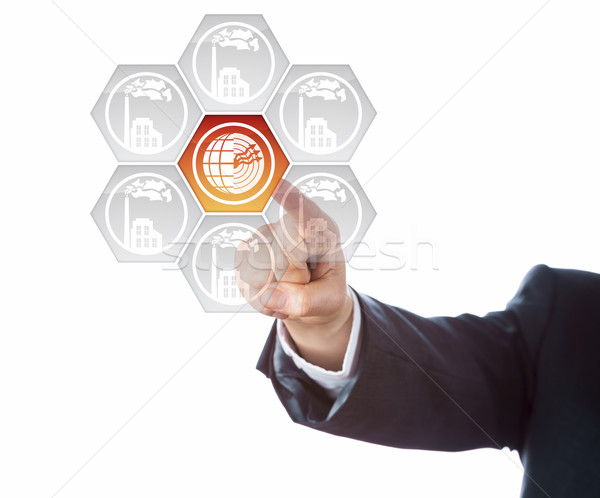 Forearm In Suit Aiming At Geothermal Power Icon Stock photo © leowolfert
