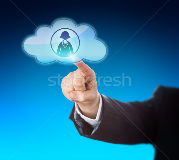 Arm Reaching To Touch Female Worker In The Cloud Stock photo © leowolfert