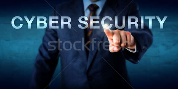 Manager Touching CYBER SECURITY Onscreen Stock photo © leowolfert