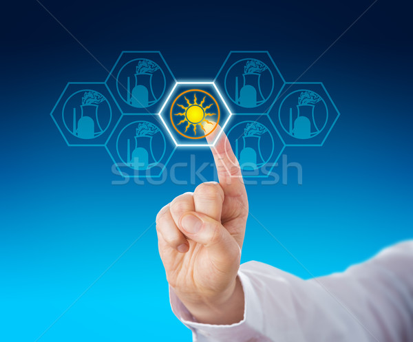 Solar Power Selected Over Nuclear Energy By Touch Stock photo © leowolfert