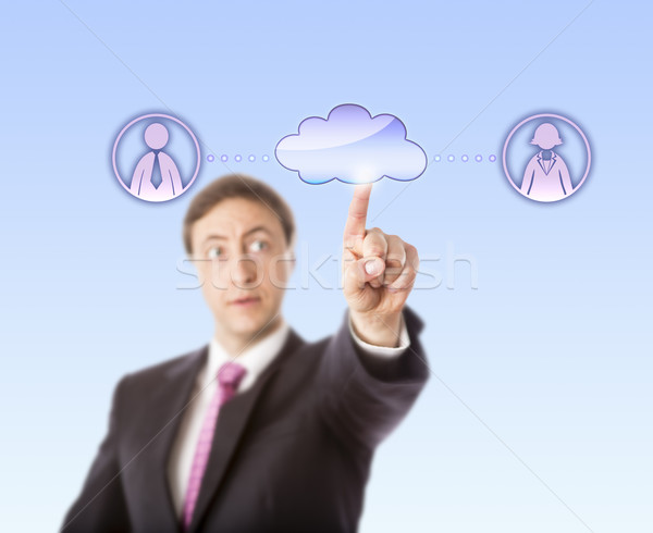 Manager Contacting Female And Male Peer Via Cloud Stock photo © leowolfert