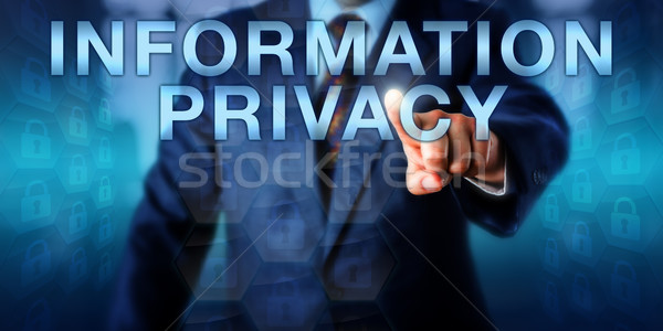 Manager Touching INFORMATION PRIVACY Onscreen Stock photo © leowolfert